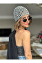 Gray Sequined Hand Knitted Mesh Hat - 5858 - 3
