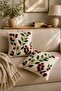 Beige Background with Burgundy Floral and Leaf Pattern Digital Printed Set of 4 Throw Pillow Covers - 4