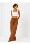 Women's Fabric Embossed Detailed Loose-Fitting Trousers with Wide Legs and Lace-Up Front, Stylish Twist Detail - 2