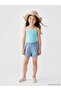 Uv Protected Square Collar Girls' Swimsuit