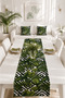 Leaf Patterned Runner and 2-Piece Throw Pillow Set |   Bohemian Tropical Living Room Decoration Set - 3-Piece Dowry Set - 4