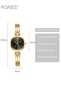Women's Gold Bracelet Quartz Watch Round Black Dial Waterproof Retro Analog Wristwatch Gift for Women - 2