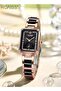 Women's Ceramic Strap Quartz Watch Rectangle Black Dial Rhinestone Decoration Waterproof Simple Stylish Analog Wristwatch Gift for Ladies - 3