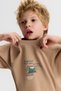 Boy's 8-14 Years Old Embossed Patterned Short Sleeve T-Shirt Mink - 2