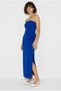 Women's Cobalt blue Floral Accessory Slit Detailed Strapless Maxi Dress 2602 60283331