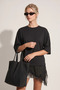 Crew Neck Oversize Asymmetrical Lace Detailed T-Shirt - 3