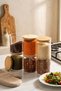 1-3 Bamboo Vacuum Lids Round Borosilicate Glass 6-Piece Jar Set Storage Container 750ml 10X12Cm - 3