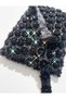 Black Shiny Bead Embroidered Flower Ribbon 1 Meter Gift Decoration Jewelry Buckle Material - 2