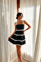 Women's Layered Mini Dress with Stripe Detail - 2