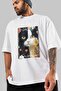 For the Love of Cats 33 Front Cat Printed White Oversize T-Shirt 100% Cotton Unisex Cat Lover Premium Design - 3