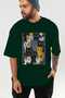For the Love of Cats 27 Front Cat Printed Green Oversize T-Shirt 100% Cotton Unisex Cat Lover Premium Design - 6