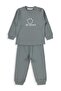 Smiling Face Printed Pajama Set |   Interlock-Interlock |   School Nursery and Daily Use - Gray
