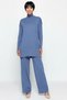 Women's Plus Size Turtleneck Long Sleeve Wide Leg Knitwear Set Slit Detailed Comfortable Casual Modern - 4