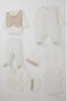 Baby Boy Hospital Release 8-Piece Fixed Bow Tie Vest 0-3 Months, Ecru - 2