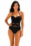 Women's Black Swimsuit with Tulle Detail at the Waist and Low Back Cutout