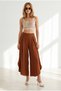 Women's Tile Pleated Flared Palazzo Trousers with Detailed Cuffs Pnt-19000415 - 5