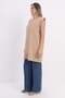Beige-Plus Size Collared Sleeveless Lycra T-Shirt - 3