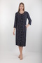 Women's Navy Blue Patterned Buttoned Pocket Cotton Plus Size Casual Dress - 2
