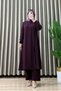 Zeli̇ha Takim Crepe Fabric Plum Women's Adhesive Stone and Ruffle Detailed Pants Hijab Two-Piece Set