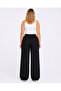 Women's Plus Size Black, Elastic Waist, Wrinkled Fabric Pants 65N39533 - 7