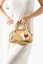 Clove Model Cat and Heart Charmli Gold Women's Hand and Shoulder Bag