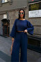 Loose-Fit Comfortable Trousers and Pool Collar Crop Blouse Muslin Fabric Top and Bottom Set - 5
