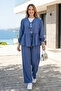 Women's Tie-Dye Strawberry Fabric Blue Tunic Pants Double Set - 2