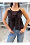 Women's Brown Lace Bustier Athlete's Bandana Three-Piece Set - 2