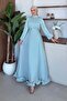Grass Green Evening Dress Baby Blue