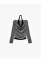 Viscose Blended Slim Fit Long Sleeve Lace Detailed Halter Neck T-Shirt - 5