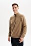 Ar-Ma Men's Half Zipper Sweatshirt Basic Without Print Without Pockets Regular Fit Carbon Brushed Thessaloniki K30554 - 3