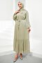 Mint Green Floral Bronched Chiffon Dress