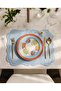 4-Piece Blue Elise Linen American Service Supla |   Stain Resistant |   Modern Table Decor - 4