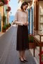 Women's Large Size Midi Skirt Floral Flock Patterned Stretchy Knitted Tulle Fabric Comfortable Casual Modern Stylish Elegant - 2