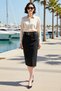 Women's Midi Length Pencil Cut Belted Scuba Crepe Knitted Skirt Regular Waist Elastic Comfortable Daily Casual - 3