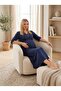New Season Navy Blue 100% Cotton Short Sleeve Maternity Nightgown Set with Nursing Features - 6