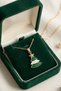 Gold Color Women's Necklace with Green Pine Tree Figure |   Stylish Christmas Themed Necklace - 2