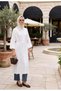 Luna Belted Shirt Dress Strawberry Fabric Summer Hijab Dress-Ecru - 5