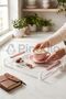 Mat Rose Powder Transparent Acrylic Presentation Tray with Handle 20X23Cm (1 Piece) - 2