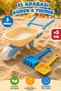 3 Piece Wheelbarrow Play Set - Shovel Rake Garden Beach Sand Toy Blue