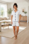 Women's Short Sleeve Shorts Alaçatı Summer Quality Pajama Set - 2