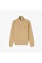 Men's Classic Fit Neck Zip Sweatshirt Half Zip High Collar Cotton Sweatshirt Beige - 4