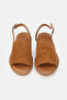 Women's Tan Suede Genuine Leather Flat Sole Strappy Daily Sandals - 4