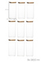 7-3 Bamboo Vacuum Lid Square Borosilicate Glass 9-Piece Jar Set Storage Container 1900ml 9.5X27Cm - 7