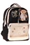 Four-Compartment Plush Black Cream Skate Printed Black - Beige Girls' Elementary School Backpack - C4113