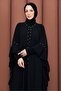 Stoned Chiffon Detailed Abaya with Inner Dress in Black - 7