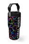 600 ml Heart Printed Black and Pink Girl's Water Bottle with Straw and Handle 38915 - 2