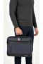 Navy Blue Men's Laptop Briefcase Slim Briefcase Hand Shoulder Office Bag with Three Pockets - 6