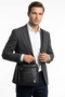 Black Men's Hand Shoulder Crossbody Bag with Handle and Zipper Daily Leather Messenger Bag - 4