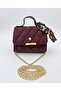 Women's Quilted Mini Shoulder Bag with Scarf - Lockable Hand and Crossbody Bag